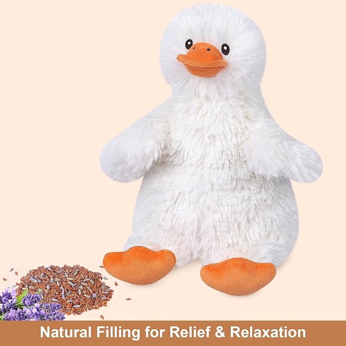 SuzziPals Coolable & Heatable Duck Stuffed Animals, Microwavable Stuffed Animal for Heat Therapy & Stress Relief, Cuddly Warm Duck Plush Toy Heating Pad, Cute Duckling Gifts for Women & Kids