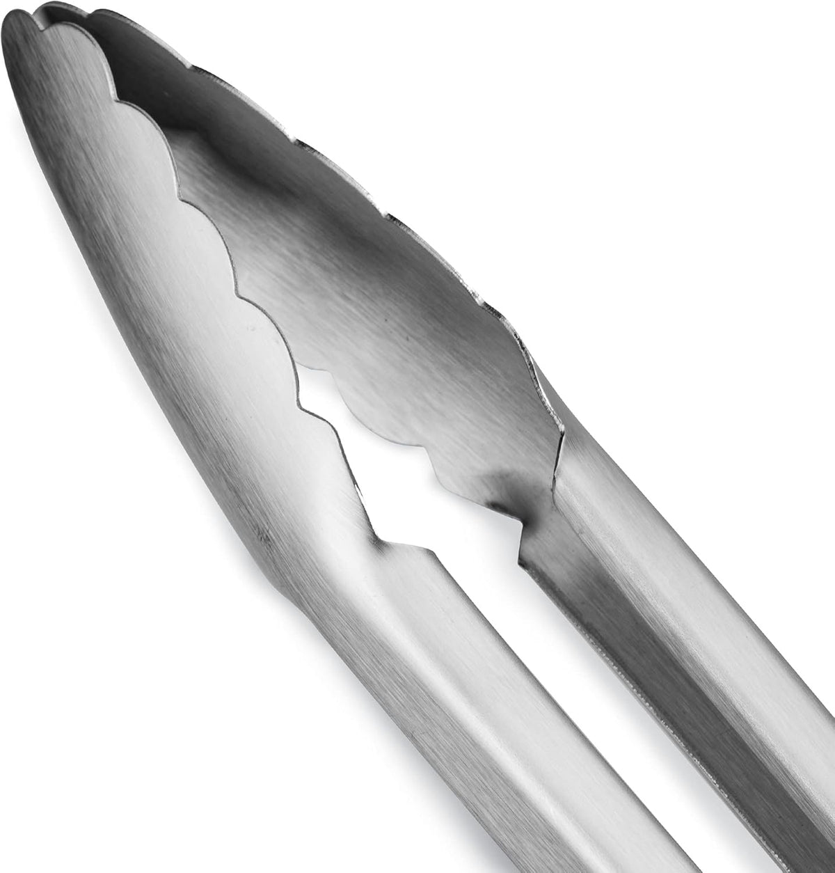 304 Stainless Steel Kitchen Cooking Tongs, 12" and 14" Set of 2 Sturdy Grilling Barbeque Brushed Locking Food Tongs with Ergonomic Grip, Grey