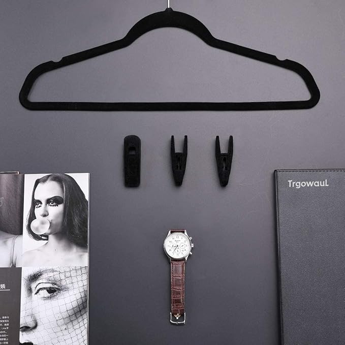 Trgowaul Velvet Hangers Clips, Pants Hangers Velvet Clips, Strong Finger Clips Perfect for Thin Velvet Hangers