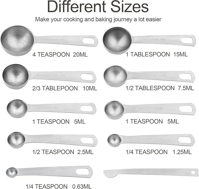 Smithcraft Measuring Cups and Spoons Set 18, Metric&US 18/8 Stainless Steel Measuring Cups and Spoons for Kitchen &Baking, Metal Measue Cup and Spoon for Dry&Liquid, 8 Measure Cups&9 Spoons w/Leveler