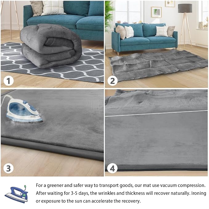 Baby Play Mat for Floor Nursery Rug Muscle Mat Area Rug Playroom Rug 65"x50" Playpen Mat Elastic Foam 1.3" Thick Crawling Mat for Babies,Toddlers, Infants, Kids,Grey