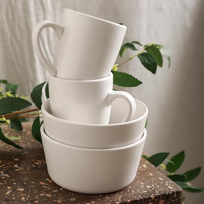 Stone Lain Albie 32-Piece Dinnerware Set Stoneware, White Speckled