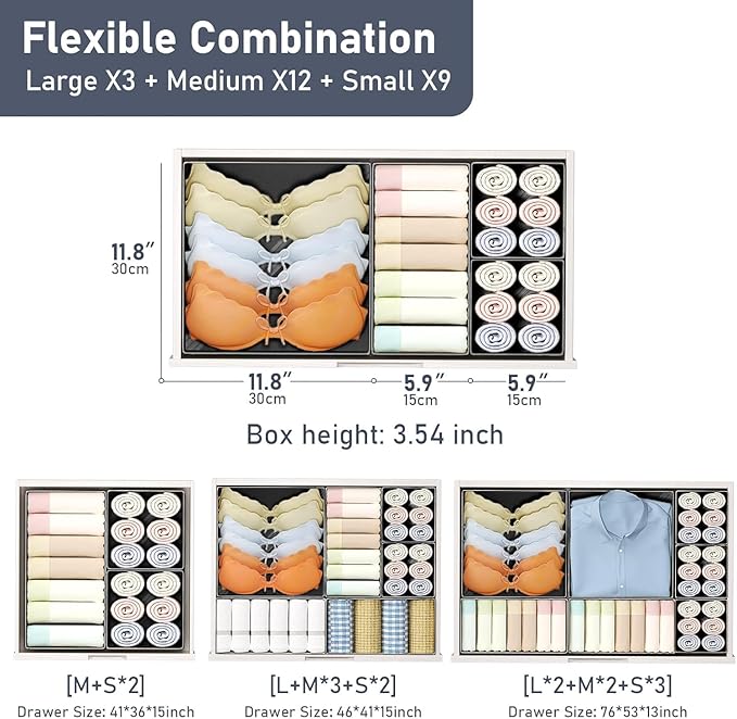 DIMJ Drawer Organizer Clothes Storage - 26 Pack Baby Dresser Organizer for Nursery, Small Fabric Closet Drawer Organizer Bins for Underwears Socks, Foldable Storage Dividers Organization for Bedroom