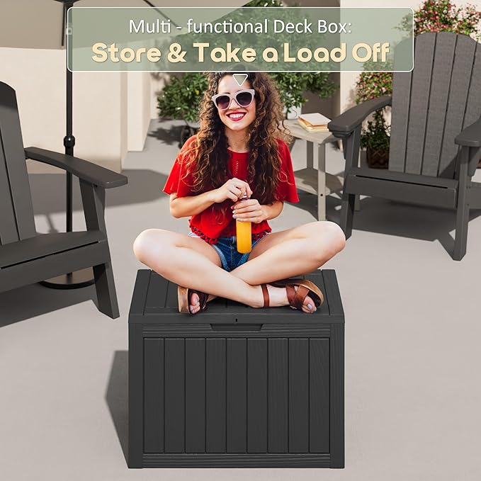 Oudoor Storage Deck Boxes Waterproof, Waterproof and UV Resistant Outdoor Storage Box Lockable Lid for Delivery Box, Indoor, Garden Tools, Pool Supplies, Patio (Black, 45 Gallon)