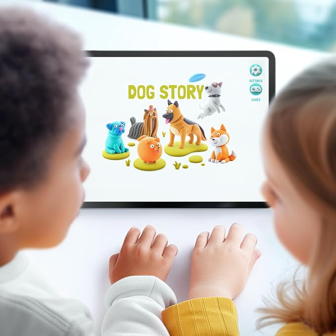 HEY CLAY Colorful Modeling Air Dry Clay for Kids 6 cans with Fun Interactive Instructions App - Kids Activities Age 3+ (Dog Story: Shepherd, Bull Terrier, Yorkie)