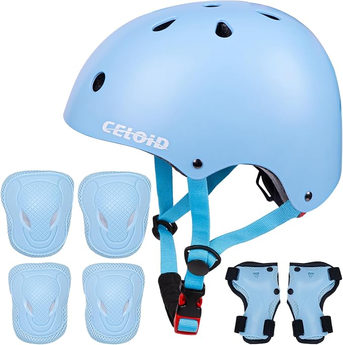 Kids Bike Skateboard Helmet Pad Set,Toddler Cyling Protective Gear Knee & Elbow Pads Wrist Guards for 5-8-10-12-14-16 Years Girls Boys Bicycle Scooter Roller Skate Inline Skating Rollerblading