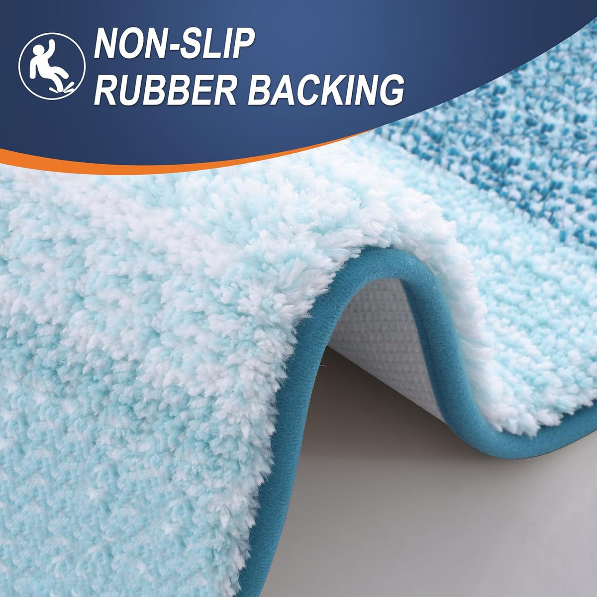 OLANLY Bathroom Runner Rugs 47x20, Extra Soft Absorbent Microfiber Bath Rugs, Rubber Backing, Quick Dry, Washable Bath Mats for Bathroom Floor, Tub and Shower, Home Decor Accessories, Peacock Blue