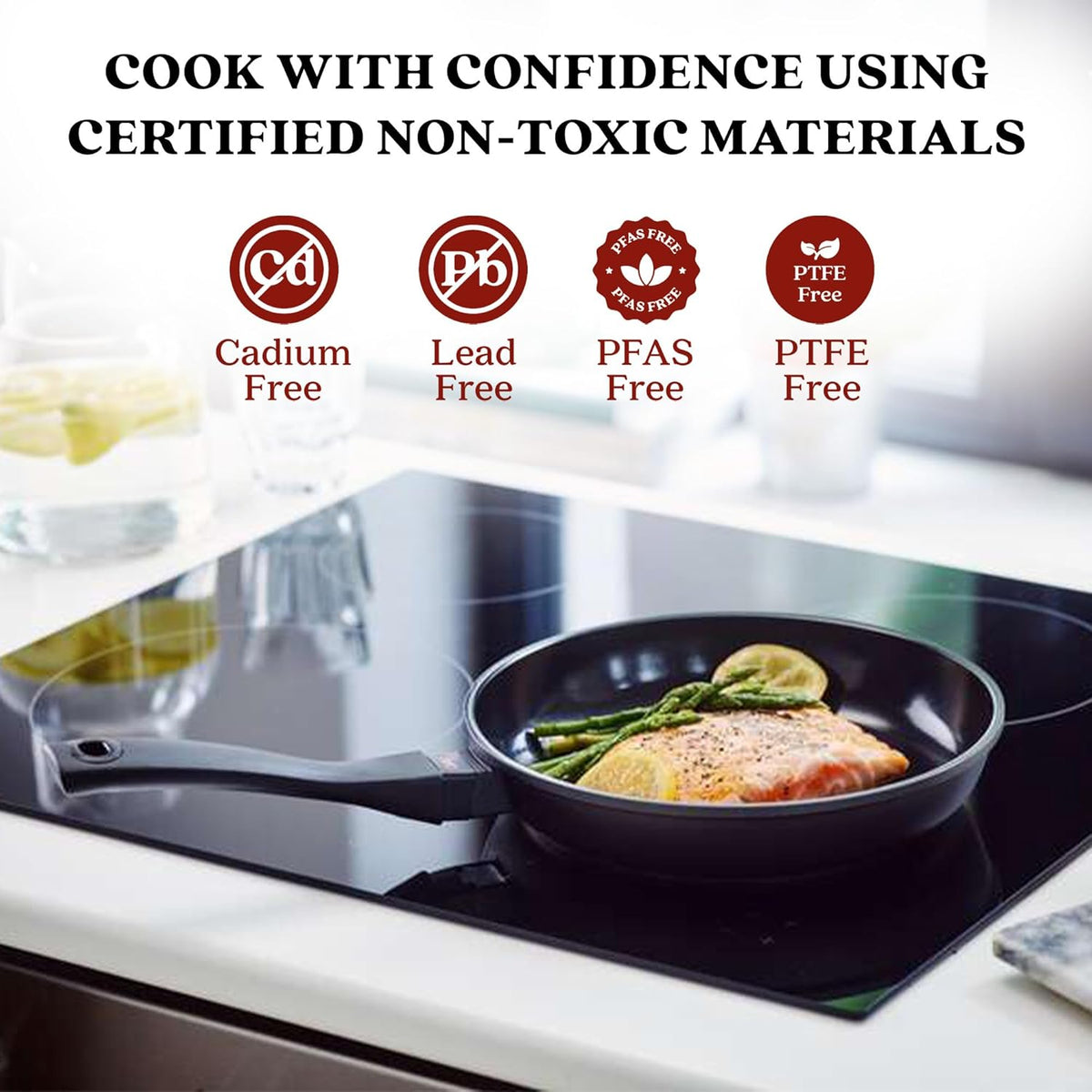 Alva Energy 8″ Ceramic Frying Pan – PFAS/PTFE-Free, Nonstick Skillet for Eggs & Small Meals – Lightweight, Induction & Oven Safe – Stay-Cool Handle, Scratch-Resistant, Dishwasher Safe