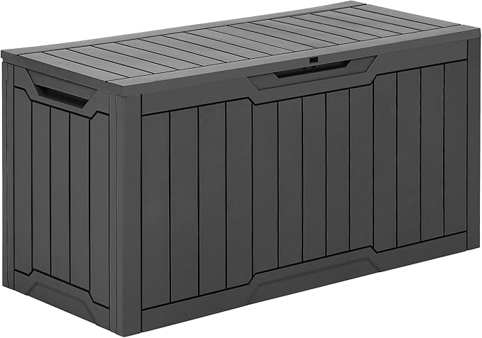 YITAHOME 80 Gallon Outdoor Storage Box, Large Waterproof Resin Deck Box, Indoor Outdoor Lockable Storage Container for Patio, Garden, Cushions, Tools, Equipment (Dark Gray)