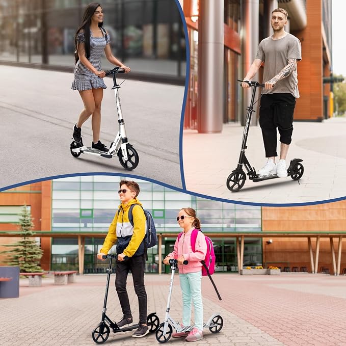 Nattork Scooter for Kids Teens and Adult Max Load 240LBS- Adjustable Height Folding Scooter with Large Sturdy Wheels Smooth Ride, Lightweight, Commuter Adult Scooters with Disc Brake,Shock Absorption