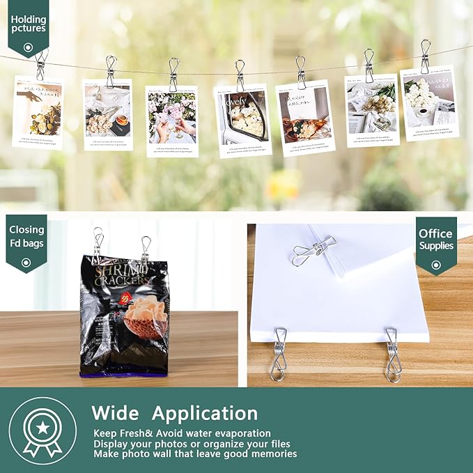 20PCS Large Size Clothes Pins - Picture & Food Clips for Hanging Clothes & Photos