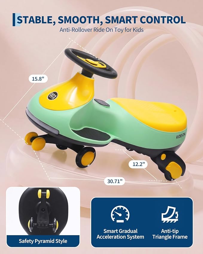 12V Electric Wiggle Car for Kids 2-in-1 Swing Car 360 Steering Pedal Ride | PP Plastic Body,Indoor Outdoor Play,Kids Activity Toy,Preschool Riding Fun,Low Gravity Design,Family Entertainment
