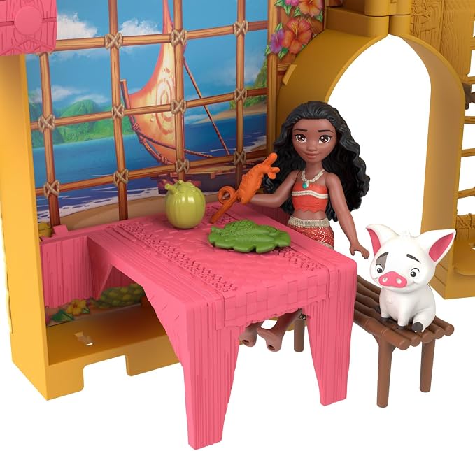 Mattel Disney Princess Toys, Moana Storytime Stackers Doll House with Moana Small Doll, 1 Animal Friend & 9 Accessories, Inspired by Disney Movie