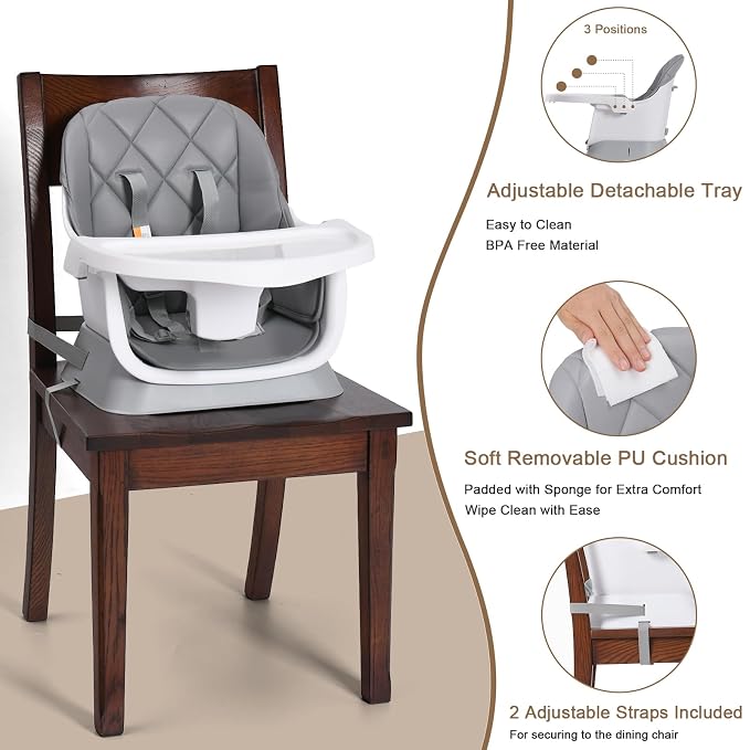 Babyliebe 15-in-1 Baby High Chair, Convertible Highchair for Babies and Toddlers with Activity Center, Booster Seat, Building Block Table, Toddler Chair with Safety Harness, Removable Tray (Gray)