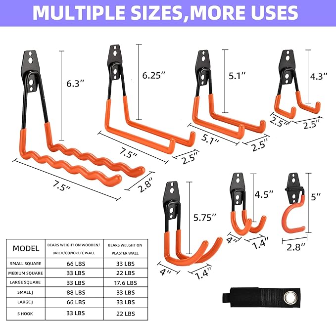 24 Pack Garage Hooks Steel Heavy Duty Garage Storage Hooks Utility Steel Wall Mount Garage Hanger&Organizer for Bikes,Garden Tools, Ladders, Bulk Items，Ropes and More Equipment