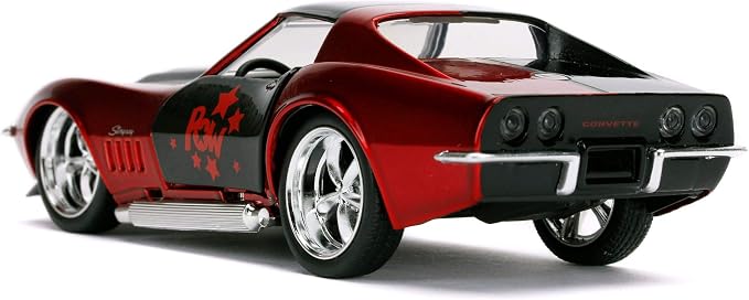 Jada Toys DC Comics 1:32 Harley Quinn 1969 Chevy Corvette Stingray Die-cast Car, Toys for Kids and Adults