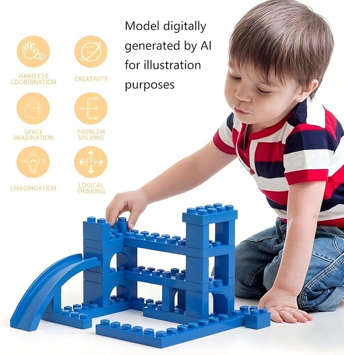100 Piece Red Classic Building Blocks, Compatible with LEGO, 6+ Years, 9 Sizes, Red Bricks Bulk Assortment Pack, A0001