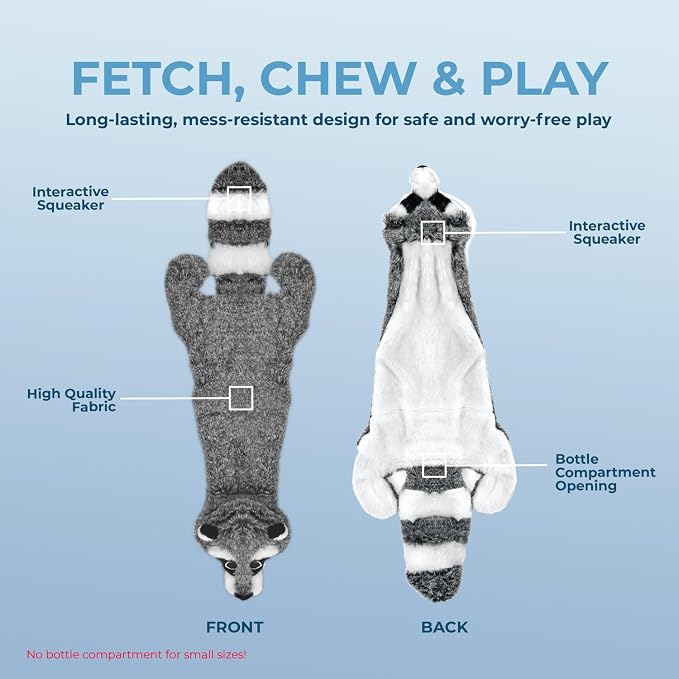 Best Pet Supplies Squeaky Dog Toys with Soft Durable Fabric for Small, Medium and Large Pets Interactive Toy for Indoor Play, Supports Active Biting and Play - Fox, Raccoon, Medium