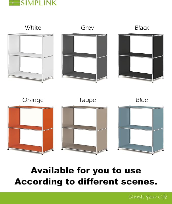 32-Inch 2-Tier Metal Bookcase, Open Shelf Storage Organizer for Living Room, Bedroom, Side Table or Nightstand Use, Modern DIY Assembly, Grey