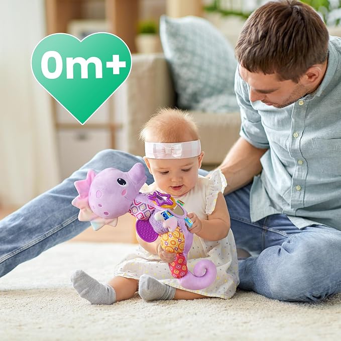 LIGHTDESIRE Baby Toys Sensory Musical Seahorse Soft Plush Stuffed Animals | Infant Toys with Teething Crinkle & Rattles for Newborn 0-3-6-12 Months Tummy Time Toys for Boys Girls Birthday Shower Gifts