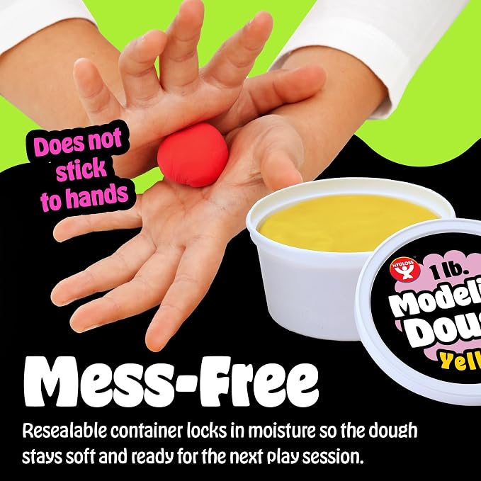 Hygloss Play Modeling Dough for Kids – Safe & Non-Toxic Sensory Dough for Arts and Crafts – 1 lb Tub – Play Clay for Toddler Activities, Preschool Classroom Must-Haves – Pink Color, Unscented