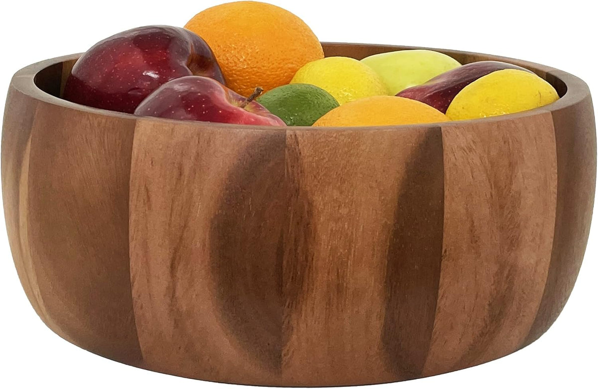 Woodard & Charles Acaica Wood 12" x 5" Serving Bowl Set with Serving Hands, 3 Piece Set ★★PACK OF 4★★