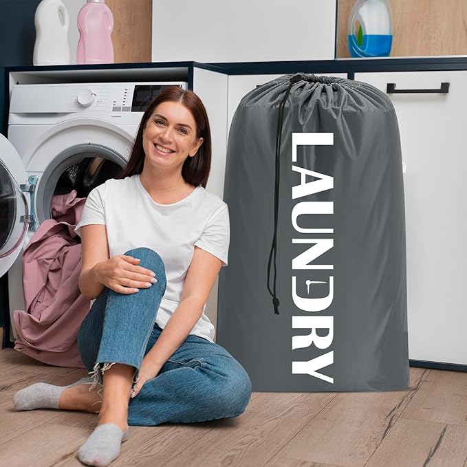 Sylfairy Laundry bags, 2 Pack Travel Laundry Bag for Dirty Clothes with Drawstring, Heavy Duty Laundry Bag for Traveling Camping, Easy Fit a Laundry Hamper or Basket Travel Essentials