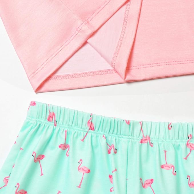 QPANCY Matching Girls & Dolls Pajamas Unicorn Pj Sets Summer Cotton Sleepwear