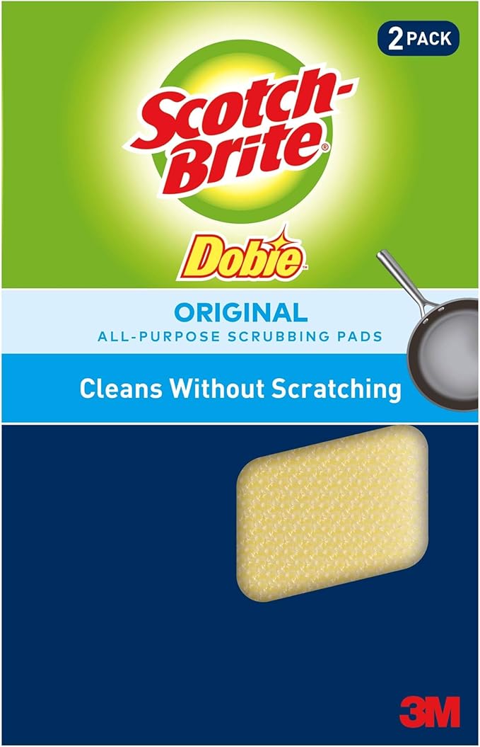 Scotch-Brite Dobie Pads, Dobie Sponge for All Purpose Cleaning of Kitchen, Bathroom, and Household, Non Scratch Dobie Cleaning Pads Safe for Non-Stick Cookware, 12 Dobie Pads