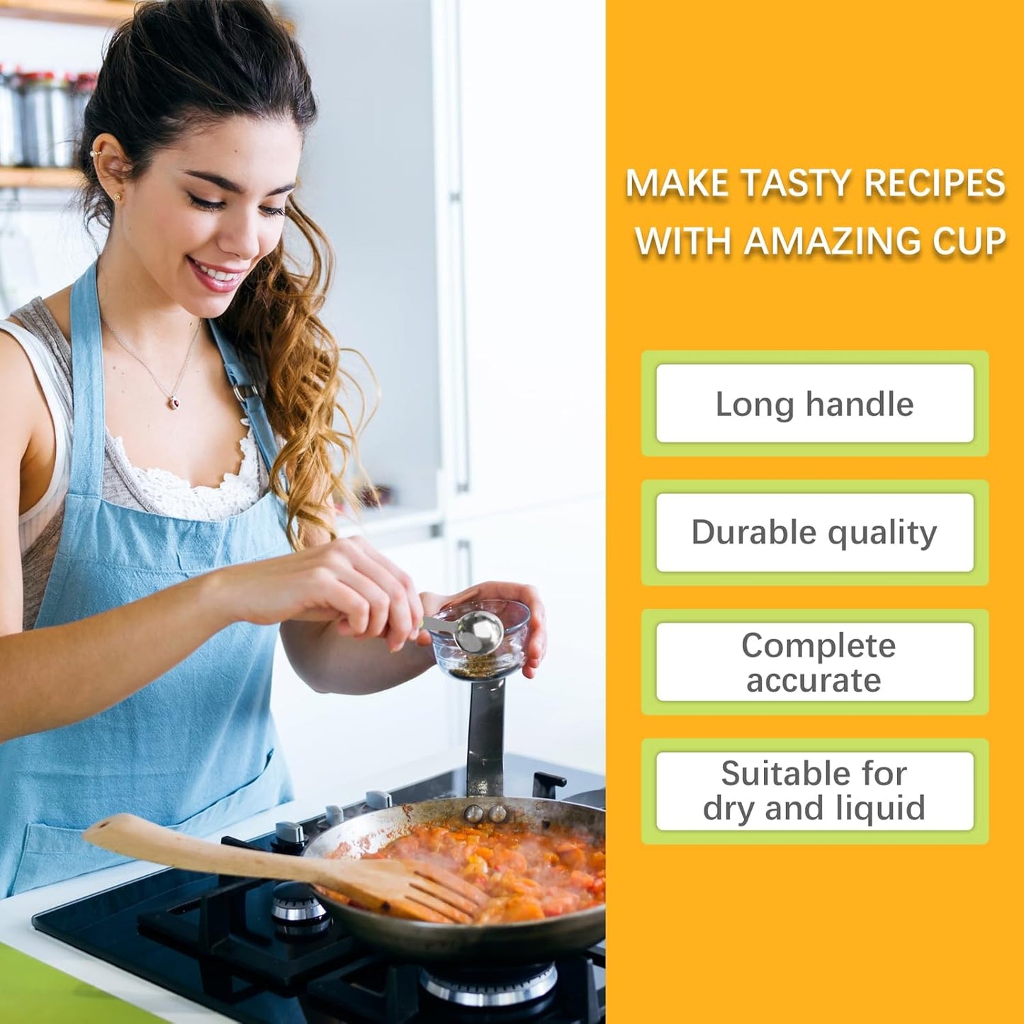 1PCS 1 Tbsp(3tsp, 1/2oz, 15ml) Single Measuring Spoon with Green Silicone Grip, Stainless Steel Individual Measure Scoop Only