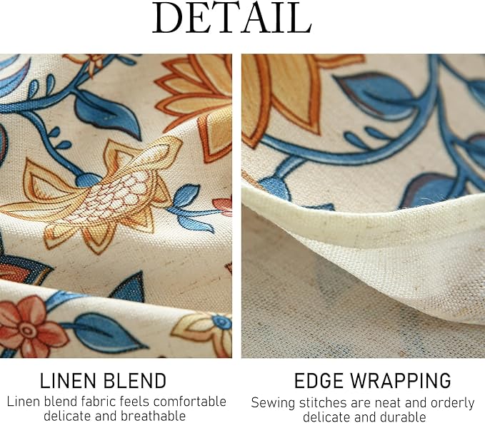 ISAENNE Designer Bohemian Floral Extra Long TableclothRectangle,Linen Colorful Table Cloth,Wrinkle Resistant Decor Tablecloths for Dining Thanksgiving Kitchen Christmas,67"*118"-Estevan B