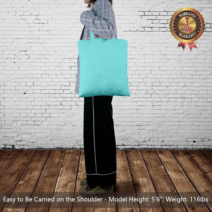 TOPDesign 6-Pack Economical 16"x15" Aqua Blue Cotton Tote Bags, Lightweight Medium Reusable Grocery Shopping Cloth Bags, Suitable for DIY, Advertising, Promotion, Gift, Activity