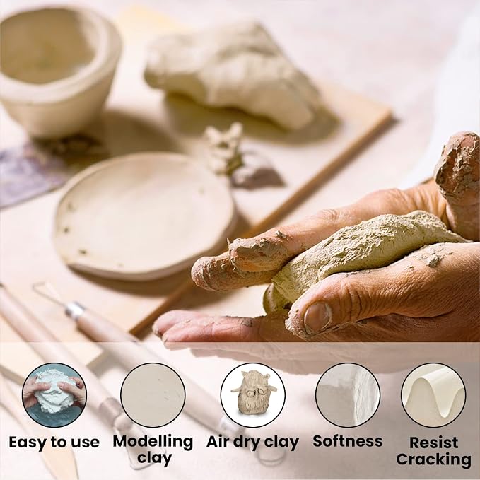 Old Potters Premium Air Dry Clay, White, 10 lbs, All Natural Modeling Clay. Ideal for Beginners and Advanced Sculptors.