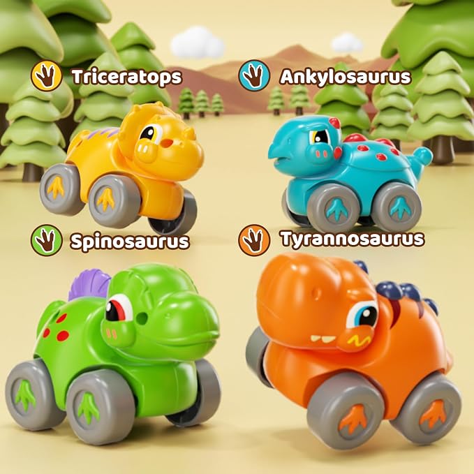 Lehoo Castle Toys for 1 Year Old Boys, Dinosaur Slide with 4 Mini Push Cars for Baby 12-18 Months, Infant Play Vehicle Set, Educational Learning First 1st Birthday Gifts for Kids, Girls, Toddlers 1-3