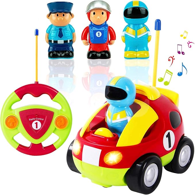 Liberty Imports My First Cartoon RC Remote Control Cars for Toddlers Ages 1-3, Radio Control Toy for Baby, Kids 18 Months+ (Race Car)