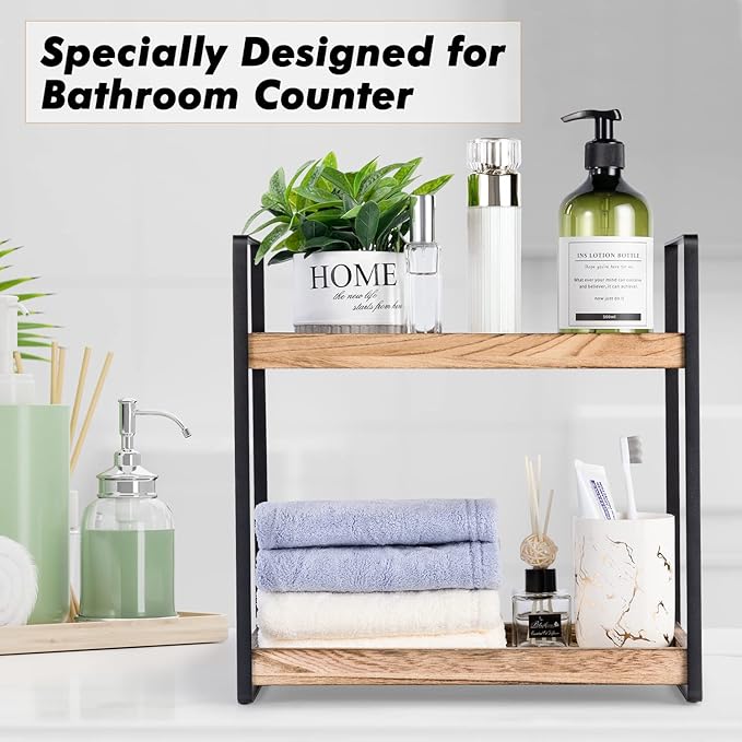 Bathroom Counter Organizer and Storage - Kitchen Countertop Organizer for Bathroom Sink and Coffee Bar, 2-Tier Vanity Counter Tray Shelf for Restroom Decor