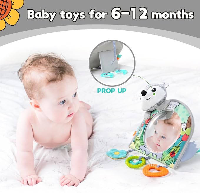 Koty Infant Car Seat Toy - Kick and Play Activity Center with Mirror, Teether and Crinkle Paper, Fun Travel Baby Toy for Rear Car Seat, Easier Drive with Newborns, Babies
