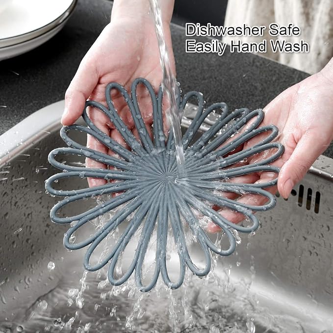 Set of 3 Silicone Trivet Mat - Table & Countertop Hot Pads - Non-Slip & Heat Resistant Modern Kitchen Pads for Pots & Pans, Teal