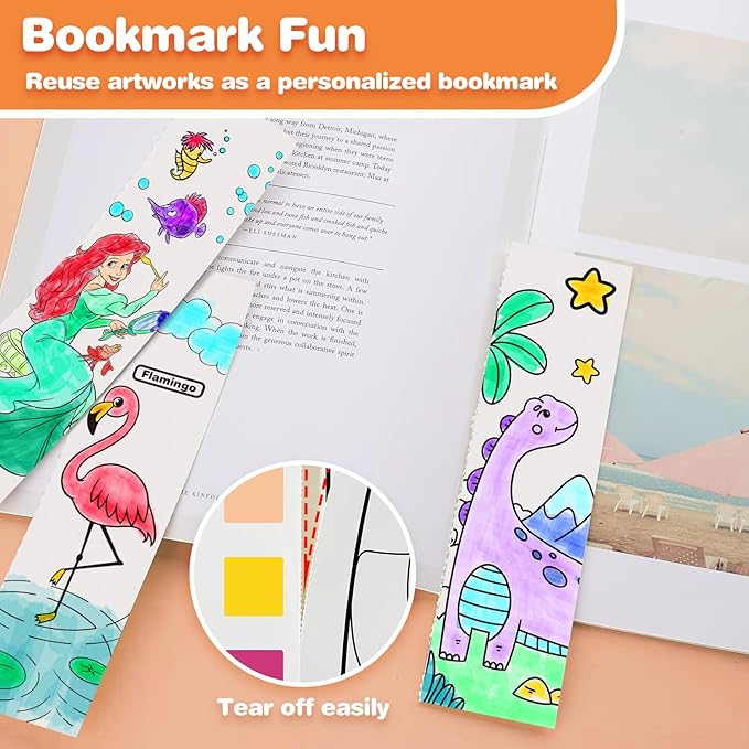 ZHOC Paint with Water Coloring Books for Kids, Pocket Mess Free Watercolor Painting Sets for Kids Ages 3 4 5 6 7 8+, Water Color Paint Set Arts and Crafts Gift for Boys Girls, Oceans