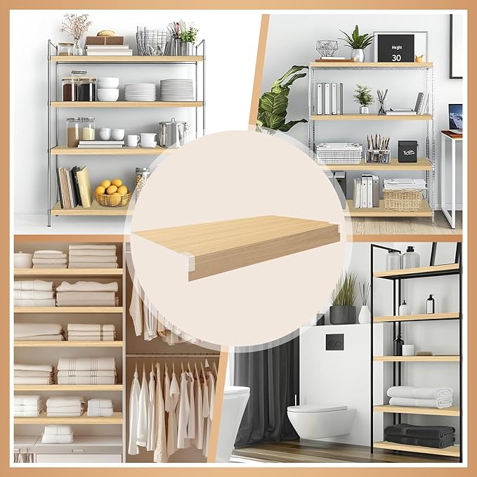 5 Pcs Wire Rack Covers 30x16x2.5 inch PVC Pantry Shelf Cover 0.31 inch Thick Removable Closet Wire Rack Shelf Covers,Decoration Kitchen Bathroom Office Shelving (Wood Color,30x16x2.5inch)