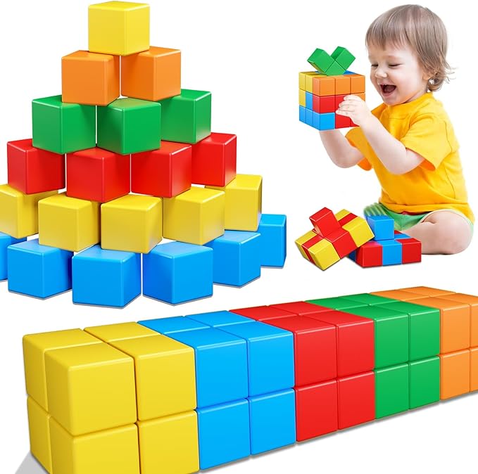 Magnetic Blocks for Toddlers Toys,1.42 Inch Building Blocks Toys for 3 4 5 6 7 8+Years Old Boys Girls, Magnetic Cubes for Kids STEM Montessori Toy Educational Sensory Magnet Toy for Kids Age 1-3 3-5