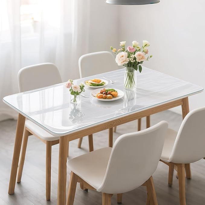 Clear Table Protector 24 x 36 Inch, 1.4mm Thick Waterproof PVC Plastic Table Cover, Durable Table Pad for Dining Room, Kitchen, Writing Desk, and Coffee Tables