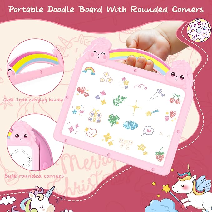 Gifts for 1-2 Year Old Girls, Toddlers Unicorn Toys with Magnetic Letters and Numbers, Portable Preschool Learning and Educational Toys for 1-2 Year Old Toddler Girl Birthday Gifts(Pink)