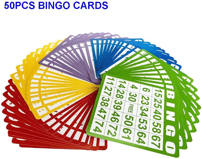 Yuanhe Deluxe Bingo Games Set - Metal Cage with Calling Board,50 Bingo Cards,300 Colorful Bingo Chips,75 Colored Balls, Great for Adults Kids Large Groups,Parties Events Family Game Nights