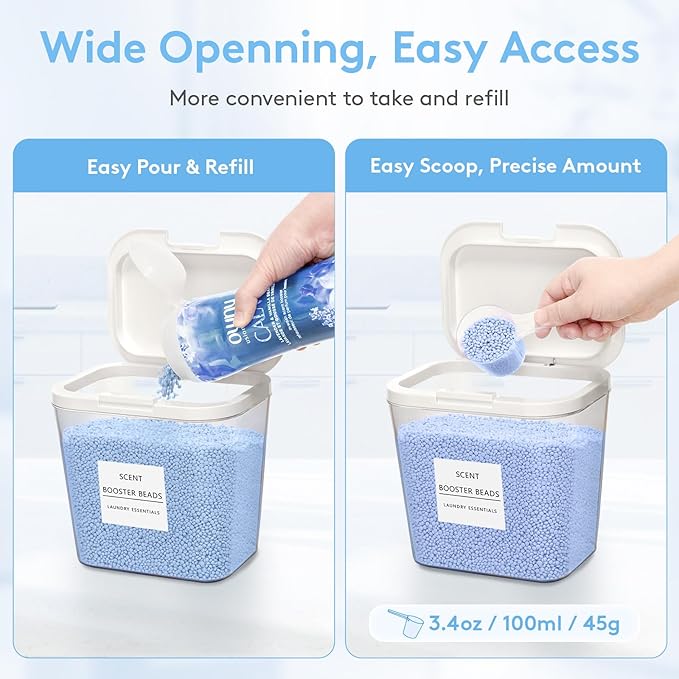 Lifewit 2 Pcs Laundry Pods Container with Pop-up Lid, Detergent Dispenser, Dryer Sheet Holder, Laundry Room Organization Storage Jars for Washing Powder, Soap, Scent Booster Beads, 2700 ml/0.72gal