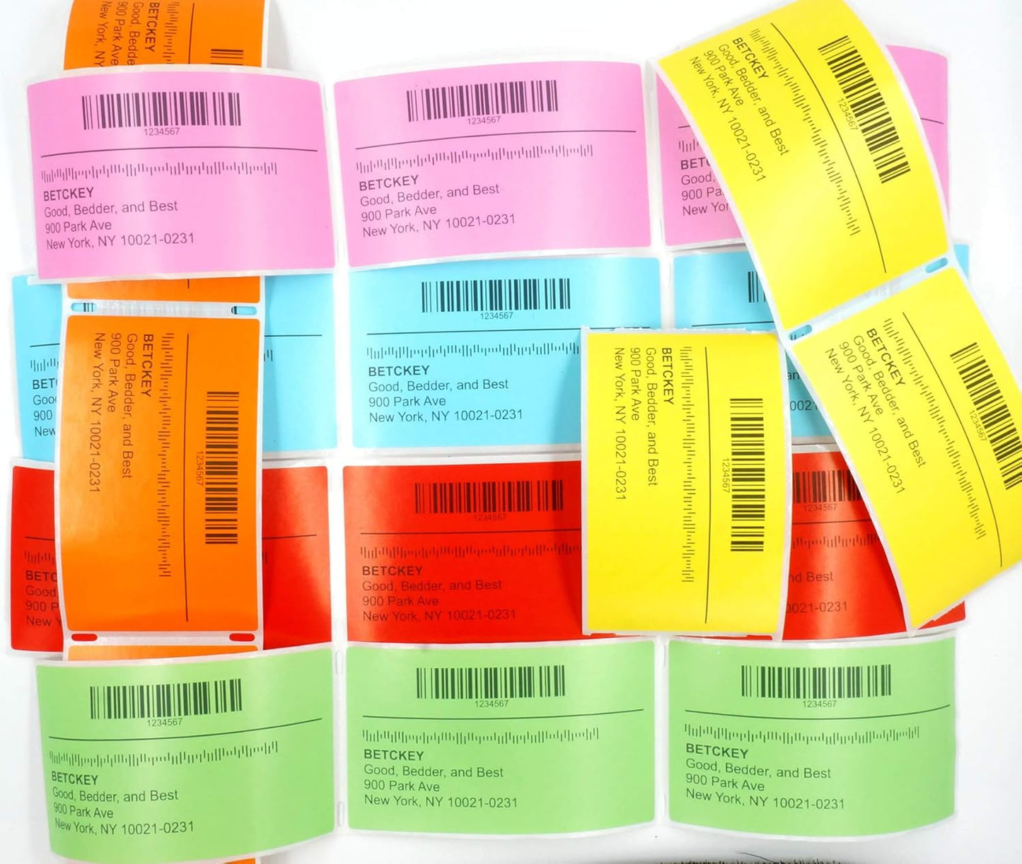 BETCKEY - 3" x 5" Multipurpose & Large Shipping Labels Compatible with Zebra & Rollo Label Printer,Premium Adhesive & Perforated[Red, 6 Rolls, 2100 Labels]