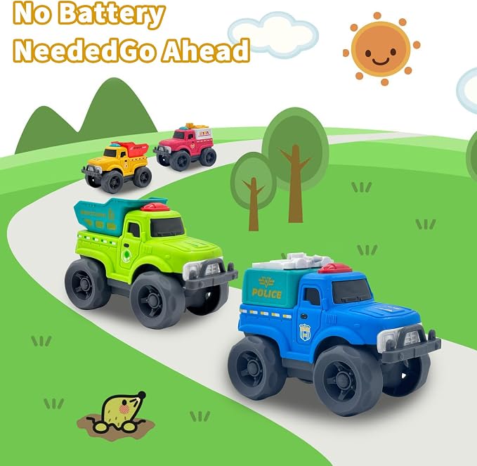 Aigitoy Toddler Car Toys for Boy Girl 1-3 Year Old, Yellow Power Truck, BPA Free, Phthalates Free, PVC, Recycled Plastic, Toddlers Toy for Fine Motor Skills, for Boys Girls