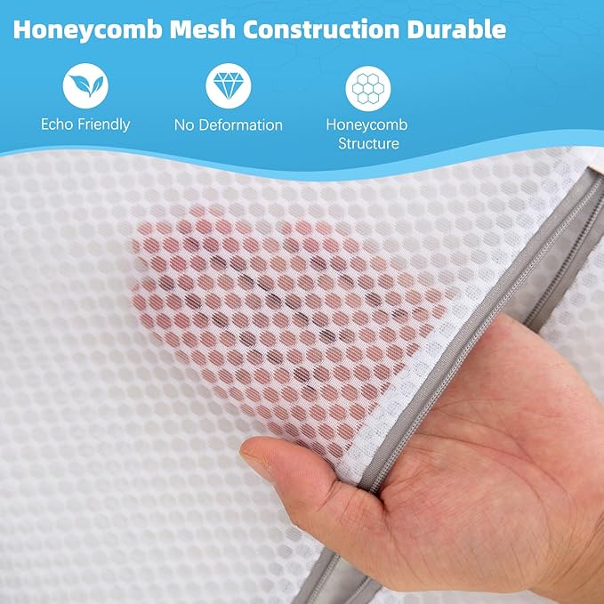 Honeycomb Mesh Laundry Bags for Delicates - 12x16 Inches Medium Washing Bags for Bras, Lingerie, Socks, Baby Clothes - Gentle Wash Protection with Zipper Closure (48)