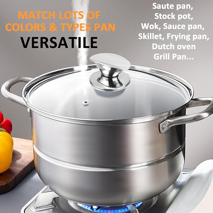 Tempered Glass Lid for Replacement, Clear Cover for Pans and Pots, 8, 9.5, 10.5, 11, 12, 12.5 Inch Lids for Cookware Cooking, Frying Pans, Skillets, Dutch Oven, Sauce Pan (9.5 In)