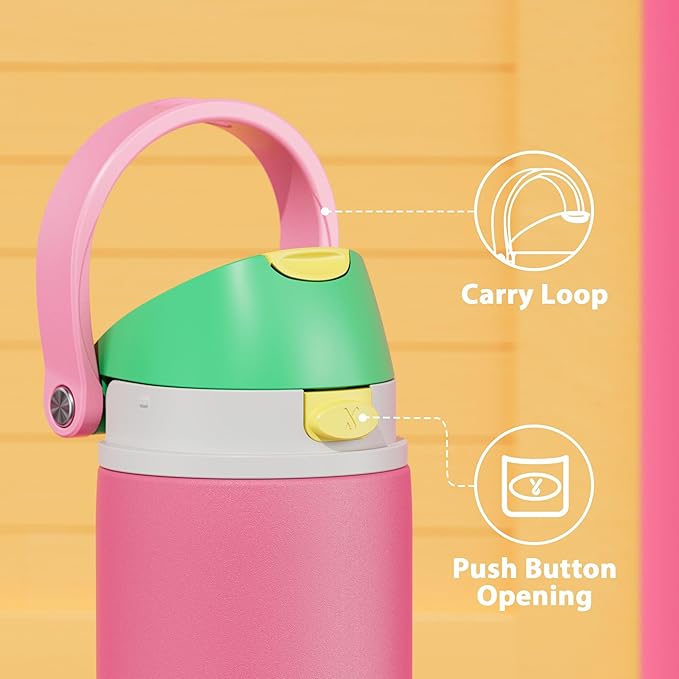 24 oz Insulated Water Bottle for Women: Meoky Stainless Steel Water Bottle with 2-in-1 Straw and Spout Lid - Leak Proof, Cold for 24 Hours, Fits in Car Cup Holder, BPA-Free for Sports Travel, Ruby